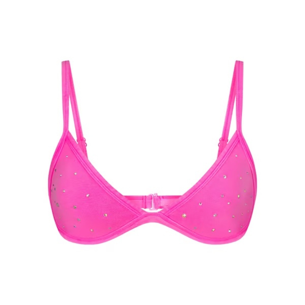 Skims pink rhinestone triangle bralette XS